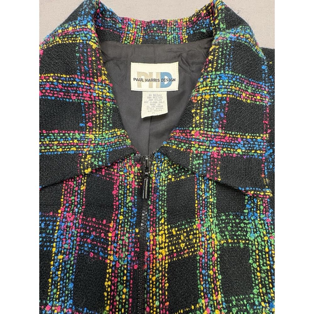 Vintage Paul Harris Design Women’s Zip Jacket Blazer Multicolor Plaid Sz Medium - Picture 4 of 8